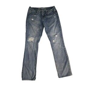 Vintage American Eagle Jeans 77 Womens 8 Straight 30 x 32 Distressed Low Rise